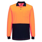 Mens Hi-Vis Cotton Comfort Contrast Class D Long Sleeve Polo Shirt