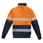 Mens Orange Flame Hi Vis 1/4 Zip Brushed Fleece Pullover - Hoop Taped