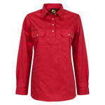 Womens Long Sleeve Half Placket Cotton Drill Shirt