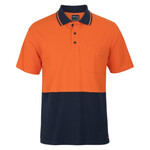Mens HV Short Sleeve Cotton Pique Trad Polo