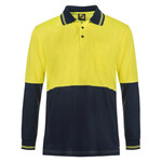 Mens Hi Vis Two Tone Long Sleeve Micromesh Polo With Pocket