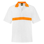 Unisex Food Industry Jac Shirt With Contrast Collar And Chestband - Short Sleeve
