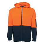 Mens Hi Vis Full Zip Fleecy Hoodie