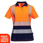 Womens Hi Vis Cotton Comfort Contrast Short Sleeve Polo Shirt