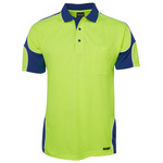 Mens Hi Vis Short Sleeve Arm Panel Polo