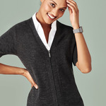 Womens Zip Front Short Sleeve Knit