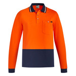 Mens Hi Vis Cotton Long Sleeve Polo